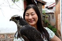 Ying with a hawk in Old Town LiJiang