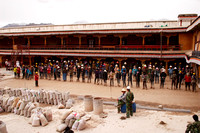 Local Tibetans repairing a floor at the Potala Palace
