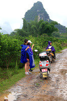Traveling around Yangshou on scooters
