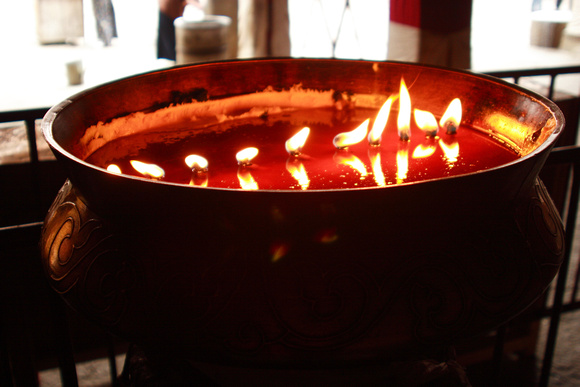 Yak butter candles at Jokhang Monastery